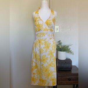 Sunny Yellow Floral Backless‎ Dress